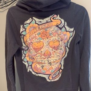 Billabong Women’s Tattoo Style Skull Zip Hoodie